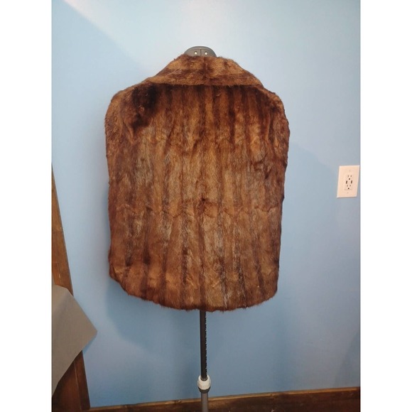 IR Fox New York Striped Fur Wrap Cape Women One Size Brown 1950 - Picture 11 of 15
